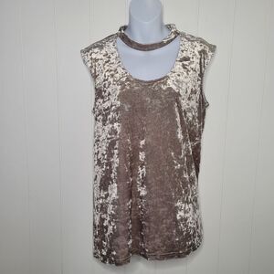 Vince Camuto Burnout Y2K Shirt Top Size Medium Velvet Gray Sleeveless